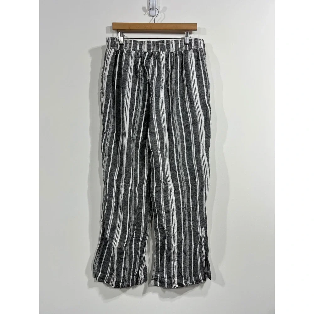 Briggs Fisherman Coastal Linen Blend Wide Leg Boho Stripe Pants Womens XL Resort - Picture 3 of 10
